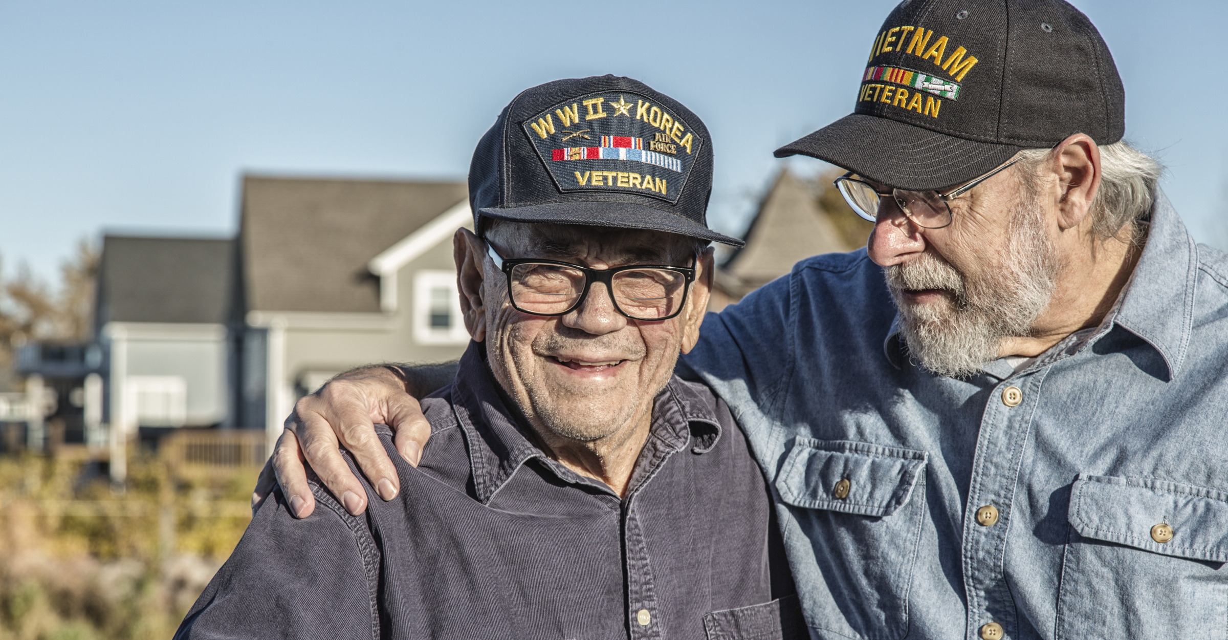 Two Generation Family USA Military War Veteran Senior Men